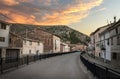 Strolling through medieval streets and ancient buildings at sunset. Albarracin. Teruel. Spain Royalty Free Stock Photo