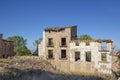 Strolling through the old town of Belchite in the province of Zaragoza, in ruins because of the Spanish civil war, Spain