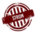 Strom - red round grunge button, stamp