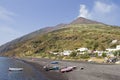 Stromboli volcano and beach, Italy Royalty Free Stock Photo