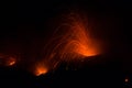 Stromboli volcano erupting with Lava trails Royalty Free Stock Photo