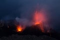 Stromboli volcano erupting with Lava trails Royalty Free Stock Photo