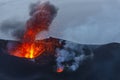 Stromboli Volcano eruption on the small island near Sicily in the Tyrrhenian Sea