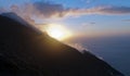 Stromboli volcano and sunset Royalty Free Stock Photo