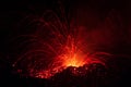 Strombolian Eruption from Stromboli volcano with Lava trails explosion Royalty Free Stock Photo