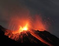 Strombolian volcano eruption