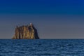 The Strombolicchio and its lighthouse in front of the island stromboli italy