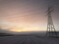 Stromleitungen im Nebel - Power lines in the fog