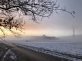 Stromleitungen im Nebel - Power lines in the fog