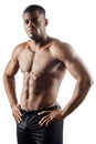 Strong afro-american handsome guy with hands on the hips loking at the camera Royalty Free Stock Photo