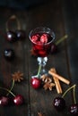 Strong alcohol cherry liqueur Royalty Free Stock Photo