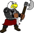 Strong angry eagle gladiator warrior cartoon illustration