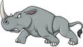 Strong Angry Rhinoceros Cartoon Color Illustration