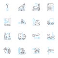 Strong architecture linear icons set. Bold, Robust, Durable, Sturdy, Resilient, Firm, Solid line vector and concept