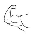 Strong arm icon. Line art. Royalty Free Stock Photo