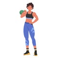 Strong Athletic Female Character Exercise With Weight, Showcasing Health, Strength, Determination, Vector Illustration