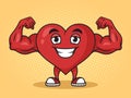 Strong athletic happy healthy cartoon heart