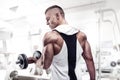 Fitness Model posing back muscles, triceps, latissimus