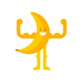Strong Banana. Powerful Vegetable. Healthy food. Vector cartoon illustration