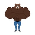 Strong Bear with big muscles. Powerful wild beast bodybuilder. F