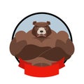 Strong bear. Logo for sports club team. Grizzly bear with big mu