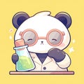 A playful panda scientist cartoon style