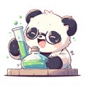 A playful panda scientist cartoon style