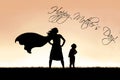 Strong Beautiful Caped Super Hero Woman Silhouette Isolated Agai