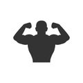 Strong black body icon. Bodybuilder muscle contour shape. Royalty Free Stock Photo