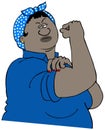 Strong black woman flexing her muscle