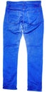 Strong blue man jeans back lay on white back Royalty Free Stock Photo
