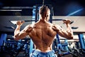 Strong Bodybuilder Doing Heavy Weight Exercise For Back On Machine Royalty Free Stock Photo