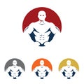 Strong Bodybuilder Fitness Man Model Logo Illustration