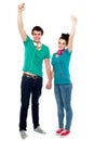 Strong bonding of cheerful teen couple enjoying Royalty Free Stock Photo