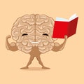 Strong brain with a book.