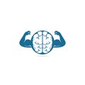 Strong brain vector logo design.