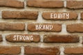 Strong Brand Equity Symbol. Concept Words Strong Brand Equity On Red Bricks On A Beautiful Brick Wall Background. Business,