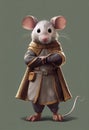 a strong brave mouse with a medieval dress, 3d illustration, ai generated image