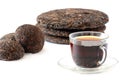 Strong Brewed Black Puerh Tea In Glass Cup. Royalty Free Stock Photo