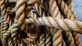 A strong brown rope, fasten with a rope