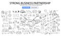 Strong Business Partnership concept wih Doodle design style Royalty Free Stock Photo