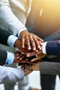 Strong business starts with a strong team. a group of businesspeople joining their hands in solidarity. Royalty Free Stock Photo