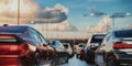 strong car traffic jams in the hiway Royalty Free Stock Photo