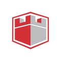 Strong Castle Fort Shield Hexagon Logo Icon Template