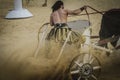 Strong, chariot race in a Roman circus, gladiators and slaves fighting Royalty Free Stock Photo