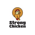 Strong Chicken Mascot. Muscular Rooster Illustration Royalty Free Stock Photo