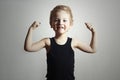 Strong Child. Funny Little Boy. Sport Handsome Boy Royalty Free Stock Photo