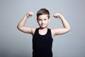 Strong Child. Funny Little Boy.Sport Handsome Boy Royalty Free Stock Photo