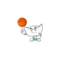 A strong chinese white ingot cartoon character with a basketball