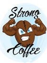Strong coffee bean cute characters. vector illustration